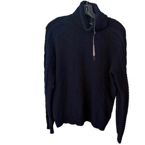 Lauren Ralph Lauren Women’s Turtle Neck Sweater Navy Cable Knit/Basket Weave XL